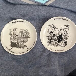 Two Brother Juniper plates 4" Publishers Syndicate 1958